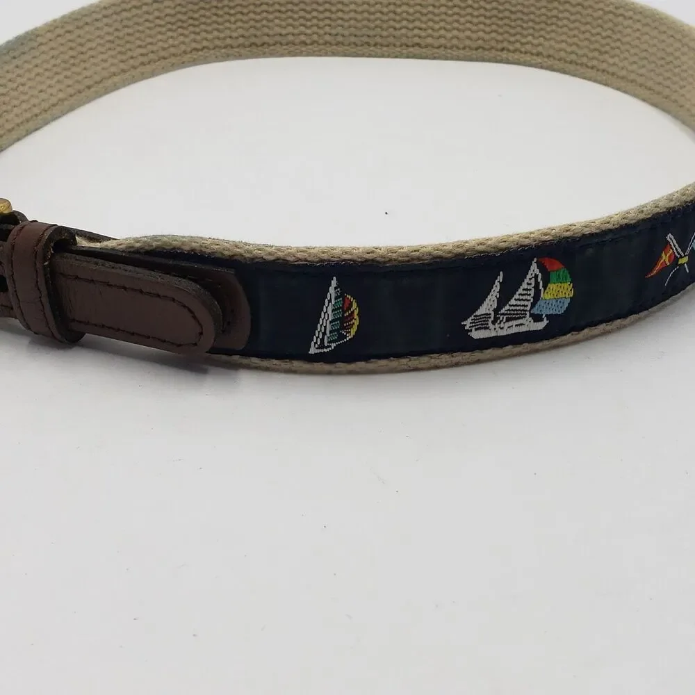 Talbots Kids Belt Size Medium Sailboat Nautical Made in USA 23